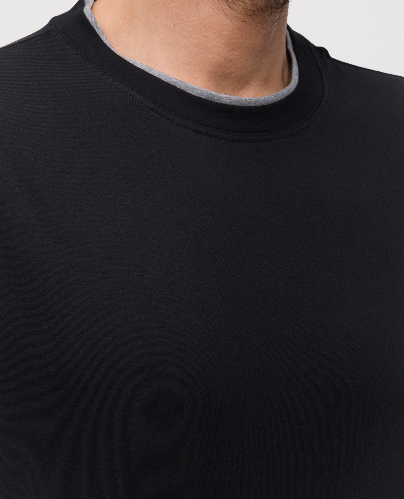 

Black cotton layered T-shirt Brunello Cucinelli