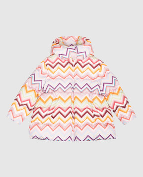 Missoni Children's pink down jacket with branded print MZ2A10N0443