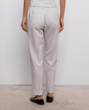 Peserico Gray wool pants with monil chain A0457203472