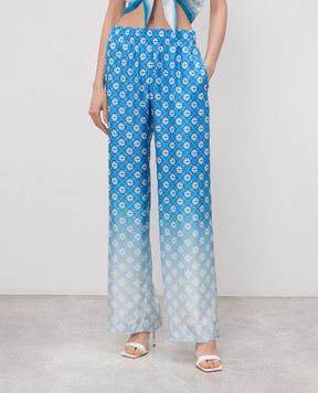 Casablanca Blue printed silk pants WSS26TR37202