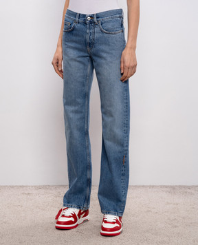 Off-White Blue jeans with a worn effect 2YA069S26DEN002