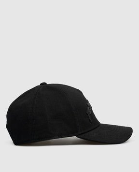 Palm Angels Black cap with textured logo PMLB104S26FAB00I