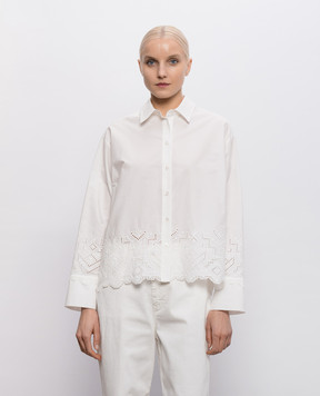Momoni White TALAVERA shirt with broderie embroidery MOSH04220MO