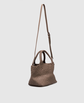 Alma Tonutti Brown leather tote bag with weaving 5329