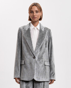 Peserico Green corduroy jacket with monil chain A0170401597