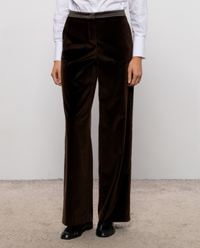 Peserico Dark brown velvet pants P04528A3401