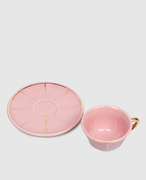 Bitossi Home Pink porcelain coffee cup with saucer FTB00511