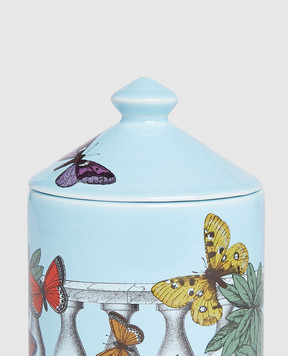 Fornasetti Scented candle - Farfalle e balaustra Décor in a porcelain candlestick FPSM514YGS