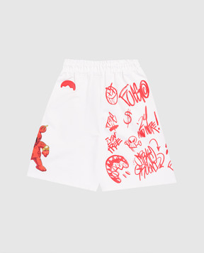 Sprayground Vandal Diablo Bear Kids White Shorts SPY1400E