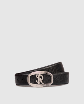 Stefano Ricci Black leather belt with monogram logo N382VDC573P
