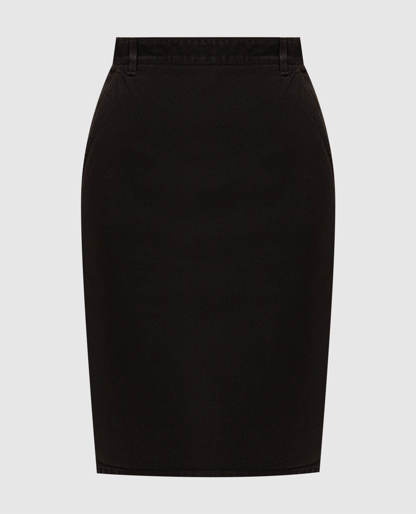 Brown pencil skirt with logo Saint Laurent