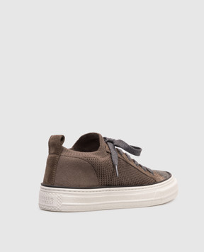 Brunello Cucinelli Brown sneakers with a monil chain MZ35G2650