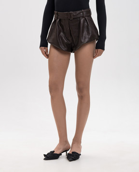 Magda Butrym Brown leather shorts with belt LEATHER26SHORTS297726