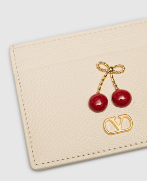 Valentino Beige leather cardholder Cherryfic 8W2P0AY1WGX