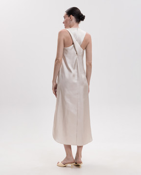 Loulou de Saison Paloma beige silk dress PALOMA