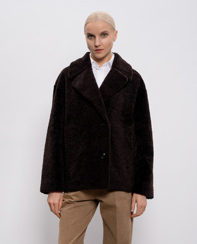 Babe Pay Pls Brown sheepskin coat with turn-down collar 2310PRADO