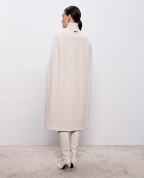 Peserico Beige wool and cashmere cape with crystals E2206400R203194