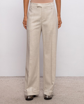 Brunello Cucinelli Beige wool and cashmere trousers with lapels MB162P8492