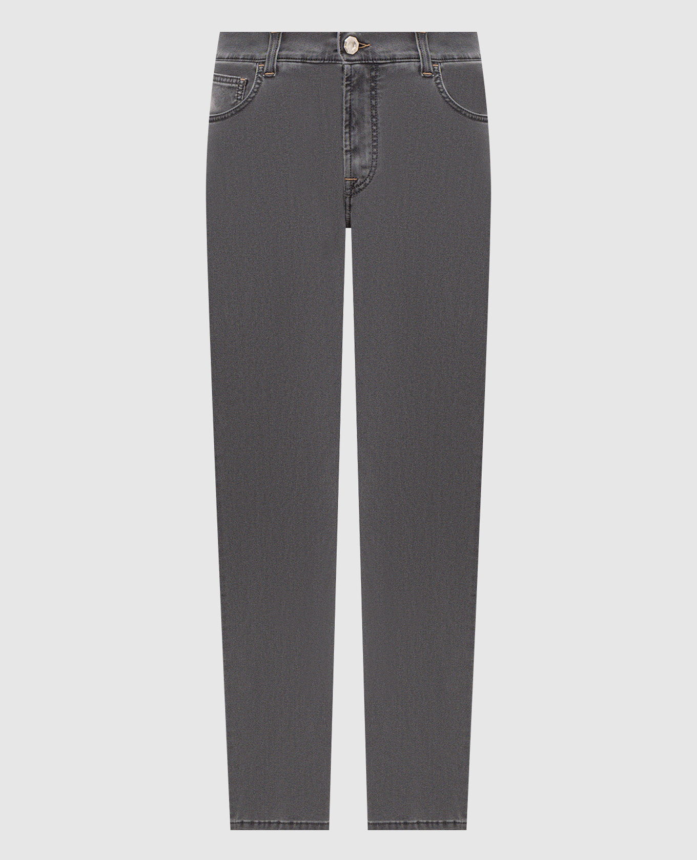 Grey jeans with logo patch Stefano Ricci