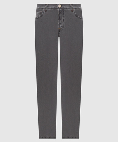 Grey jeans with logo patch