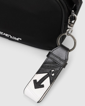 Off-White Black leather keychain with logo print OMZF003C99LEA001