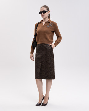 Twinset Brown pullover with polo collar 262AT3121