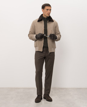 Be Florence Beige wool jacket with mink fur BE26M17