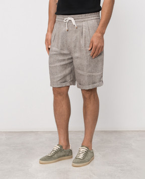 Brunello Cucinelli Gray hemp and linen shorts MP548U0020