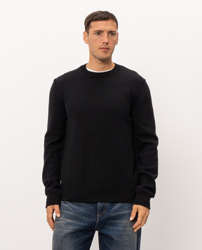 Dolce&Gabbana Black wool sweater with logo patch GXX02TJDVIH