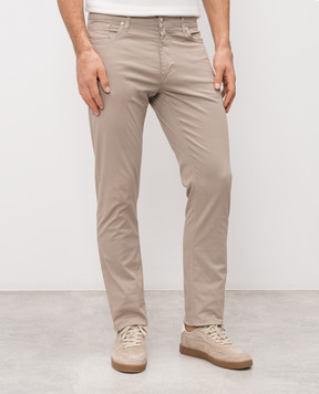 Enrico Mandelli Beige pants with logo patch 0MIAMI5695