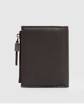 Brunello Cucinelli Brown leather wallet with logo print MWCRM2718