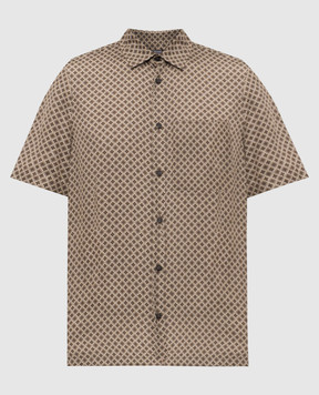 Peserico Brown shirt with emblem print R56057Z08191
