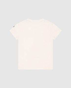 Moncler ENFANT Children's beige T-shirt with logo embroidery L19548C0000989AT9810
