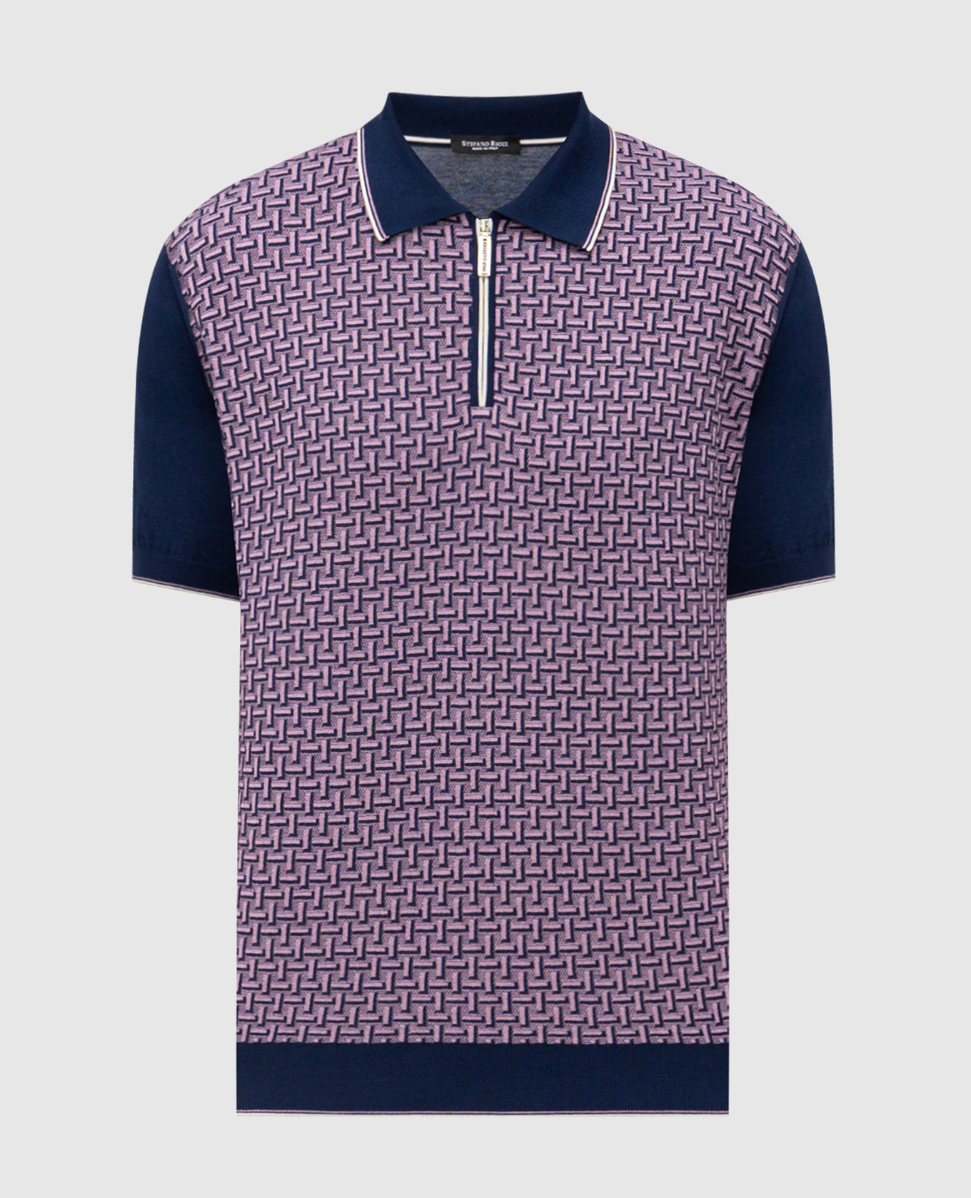 Polo with patterned silk