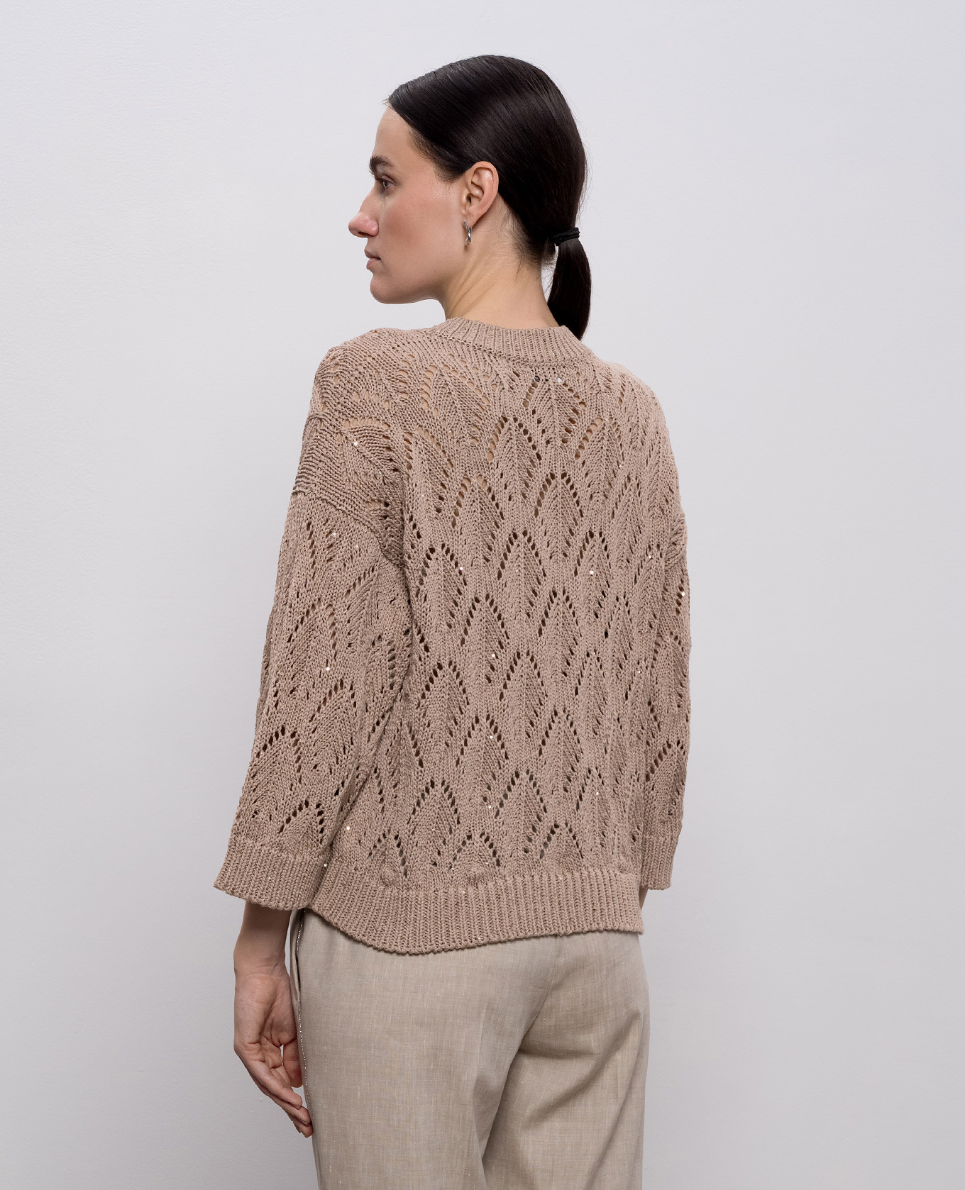 

Brown openwork jumper with sequins Peserico
