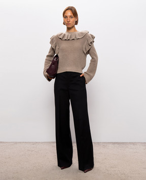 Twinset Brown sweater with ruffles 262TT3200