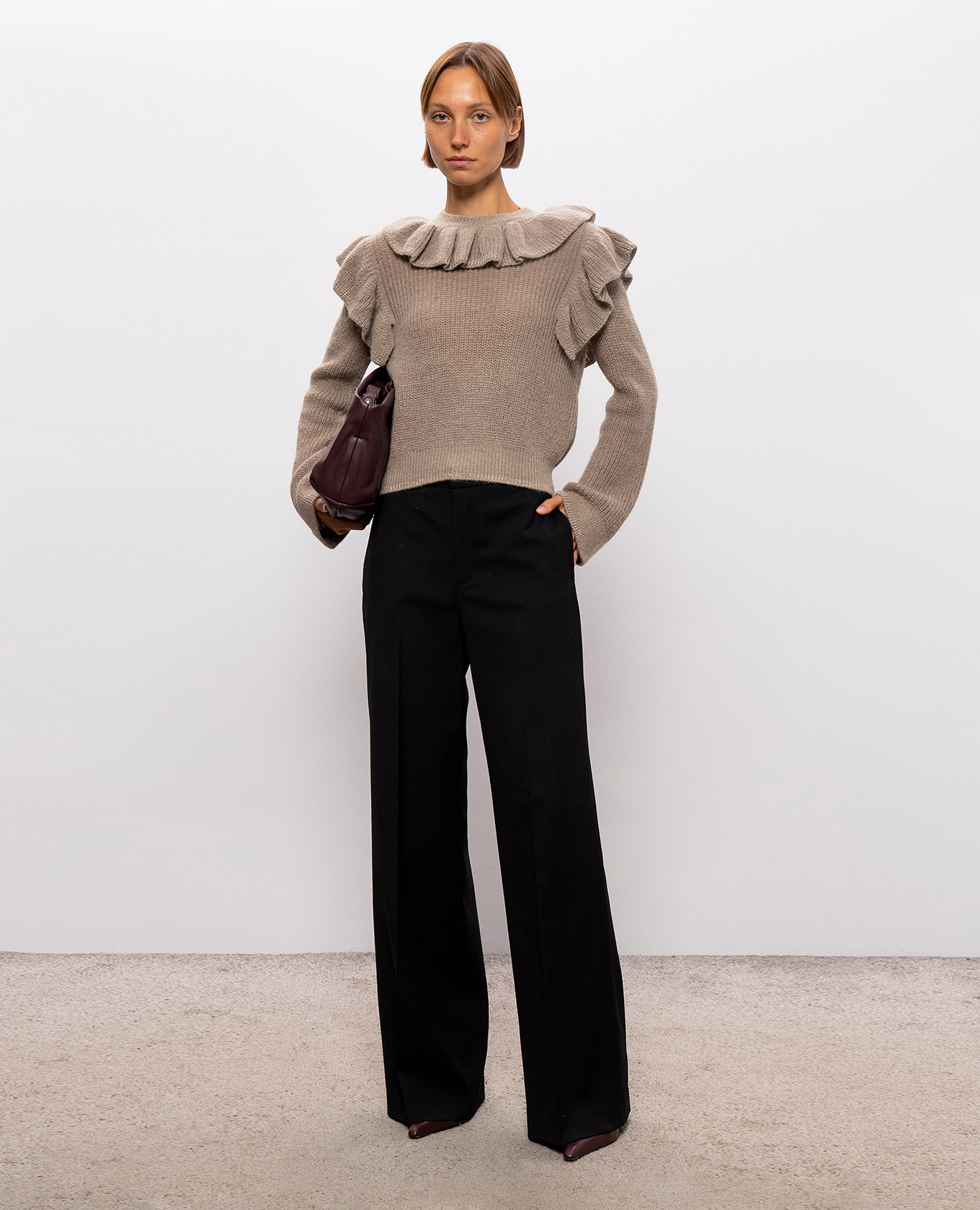 Brown sweater with ruffles Twinset 2