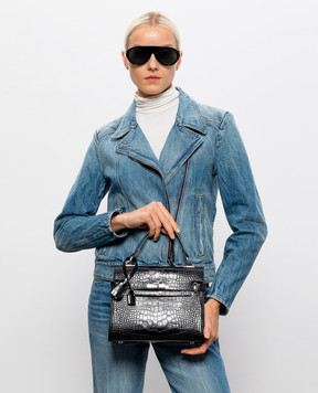Gianni Notaro Black crocodile-embossed Ada leather bag 099COCCONICEL