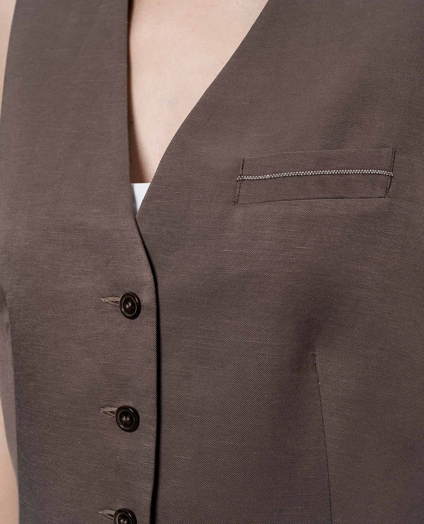 

Brown linen vest Peserico