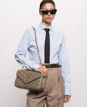 Saint Laurent LOULOU leather bag in khaki color 801439AAEAX