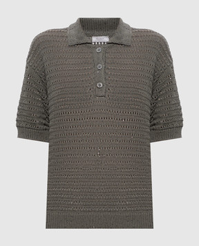 Peserico Green openwork top with polo collar S99120F0509110