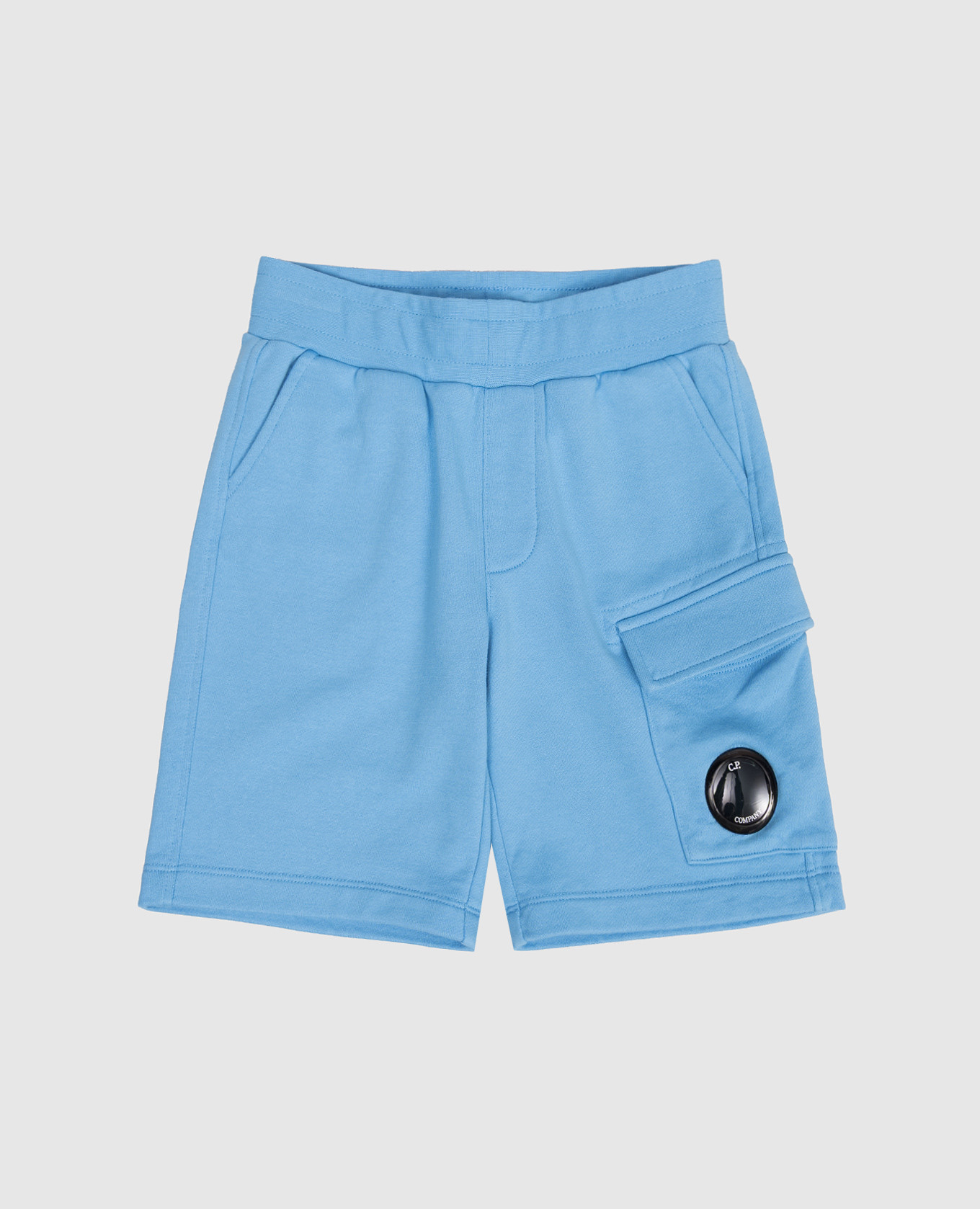 Children's blue shorts with logo patch
