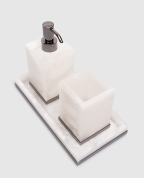Treesseci Baster Square bathroom set with dispenser, glass and tray BQ99ABCF