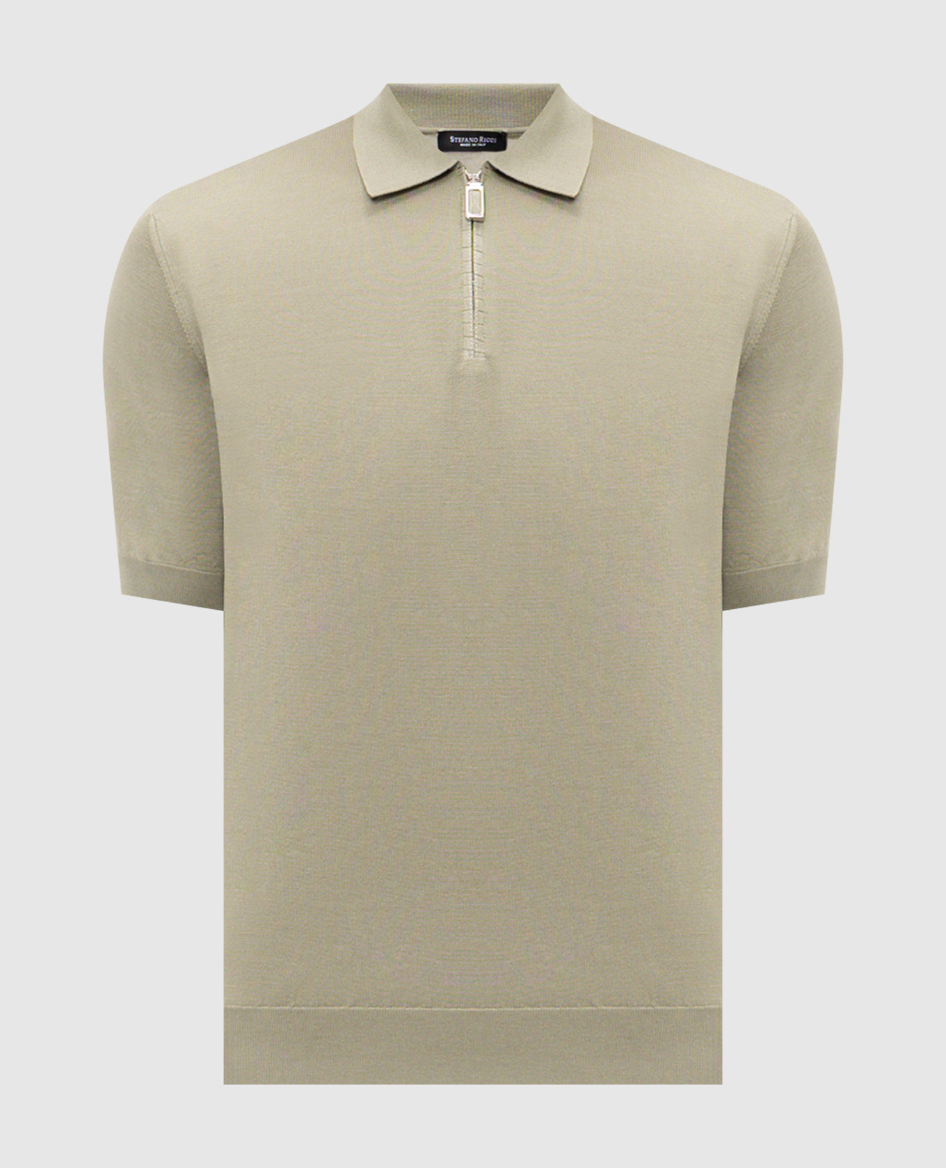Green silk polo shirt