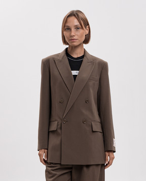 Maison Margiela MM6 Brown double-breasted jacket with wool S52BN0160M36020