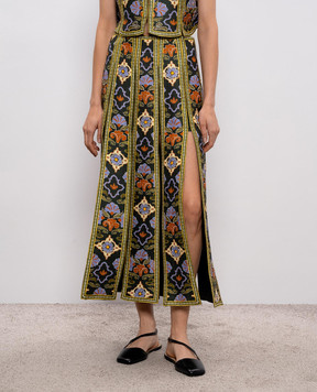 Alemais Oasira green skirt with slits 6491S
