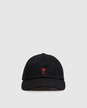 Ami Paris Black cap with embroidered Ami de Coeur emblem BFUCP006AW0041