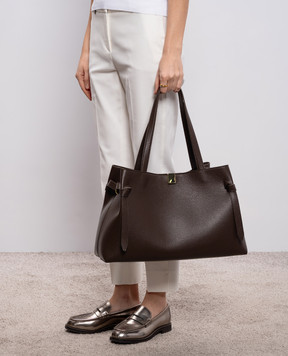 YUZEFI Brown leather tote bag GYOZA GYOZATOTE