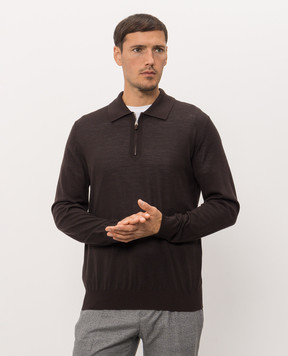 Cashmere&Whiskey Brown wool polo shirt MU10151318465R