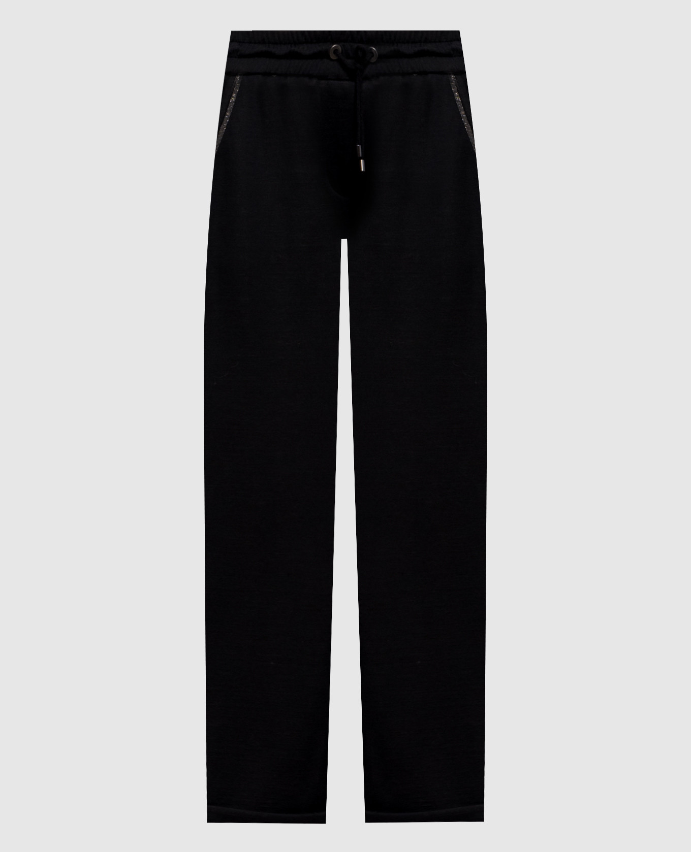 Black silk sweatpants with monil chain